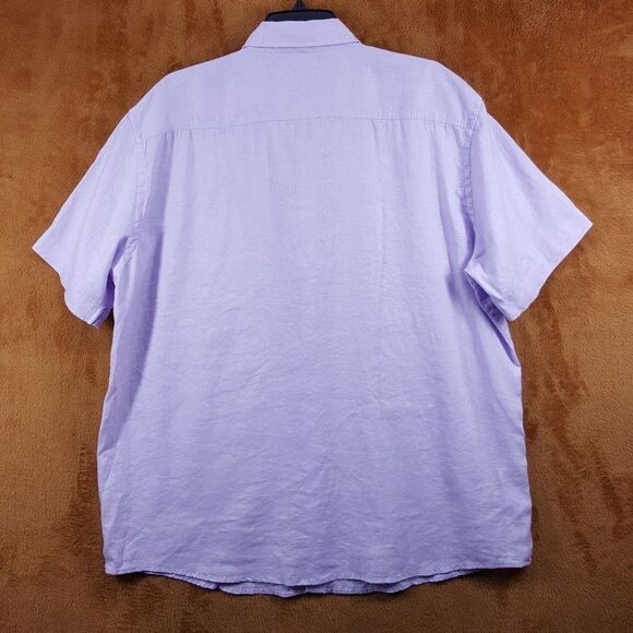 HUGO BOSS Shirt Mens XXL Purple Slim Fit Stretch Linen Chambray ROAN KEN $138 - Picture 5 of 10